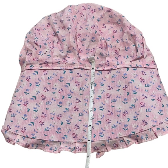 Pink Flower Bonnet Elastic Back and Tie - Picture 6 of 9